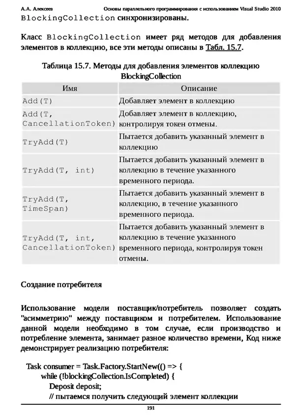 КулЛиб. А. А. Алексеев - Основы параллельного программирования с использованием Visual Studio 2010. Страница № 191